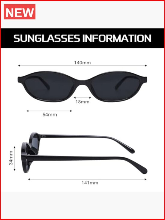Retro Oval Cat Eye Sunglasses Lightweight Narrow UV Protection main image 6